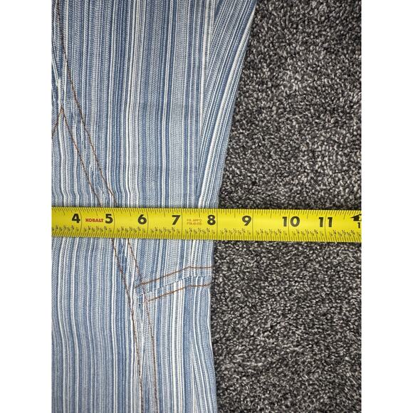 Vintage Gasoline Y2K Low Rise Striped Flare Jeans Denim Pants Boho Rave Size 11 - Picture 11 of 12